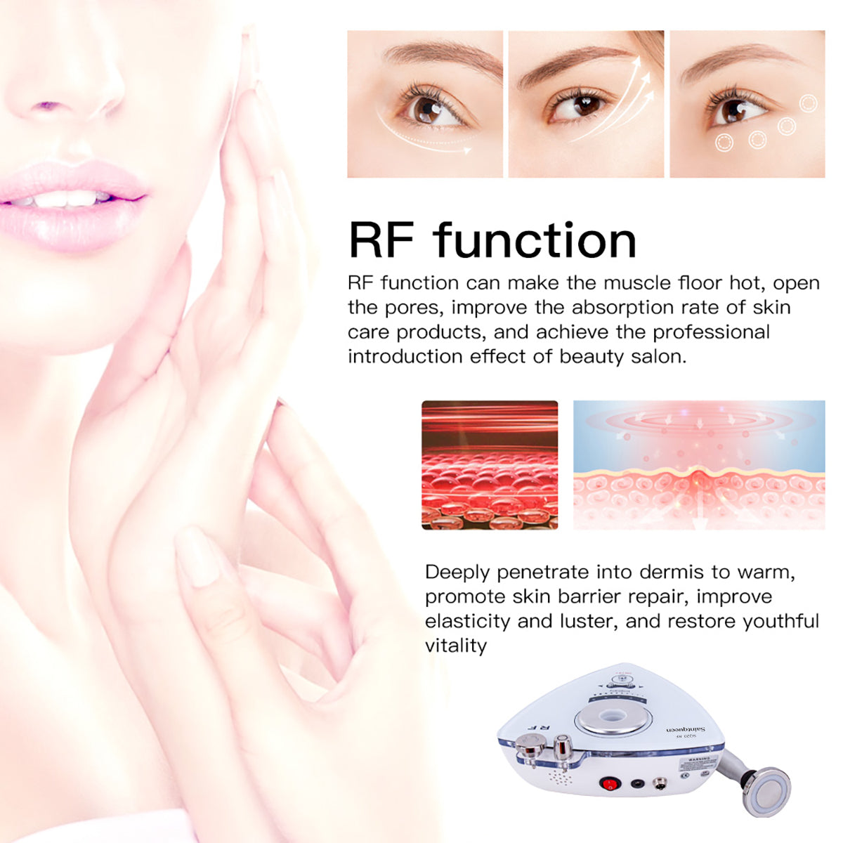 SQ20 Dispositivo RF para rostro y cuerpo con 3 sondas