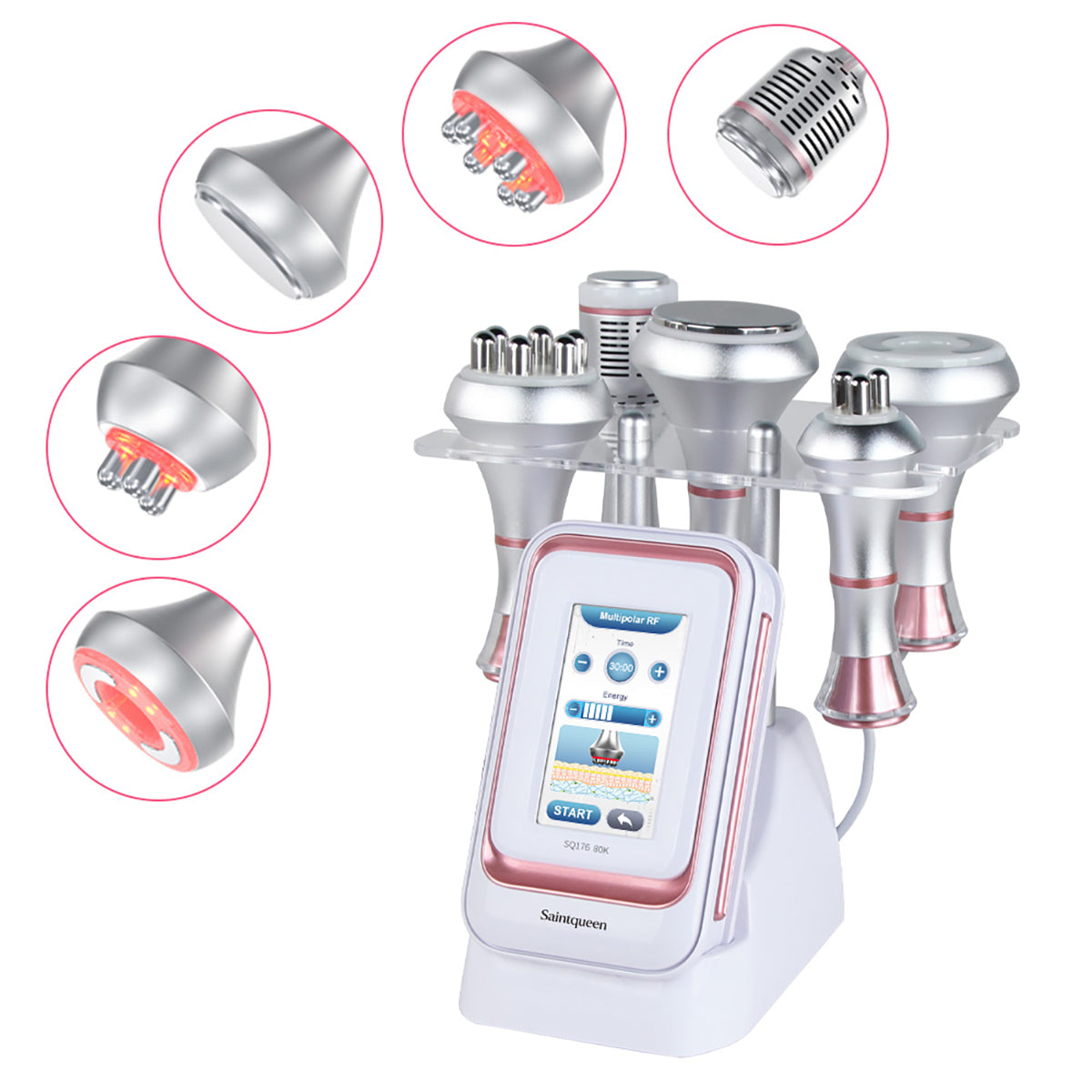 SQ176B Pro | Equipo de cavitación 80K 5 en 1 con RF multipolar y masaje de vacío Imagen principal del producto