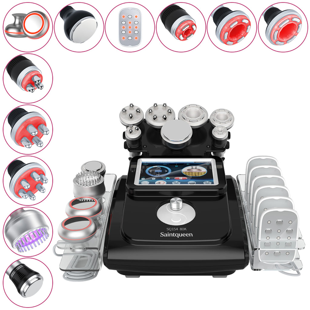 SQ154D Max | Equipo de cavitación 80K 11 en 1 con RF multipolar y masaje de vacío