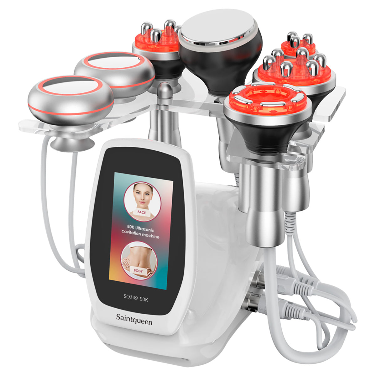 SQ149 Pro | Equipo de cavitación 80K 6 en 1 con RF multipolar y masaje de vacío