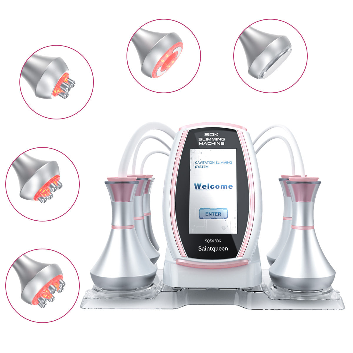 SQ54 Pro | Equipo de cavitación 80K 5 en 1 con RF multipolar y masaje de vacío Imagen principal del producto