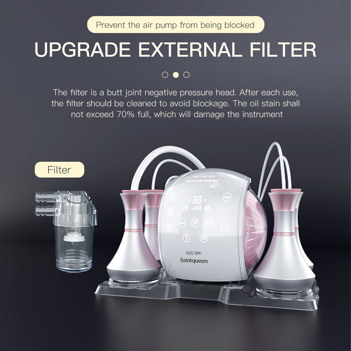 SQ52 Pro | Equipo de cavitación 80K 6 en 1 con RF multipolar y masaje de vacío