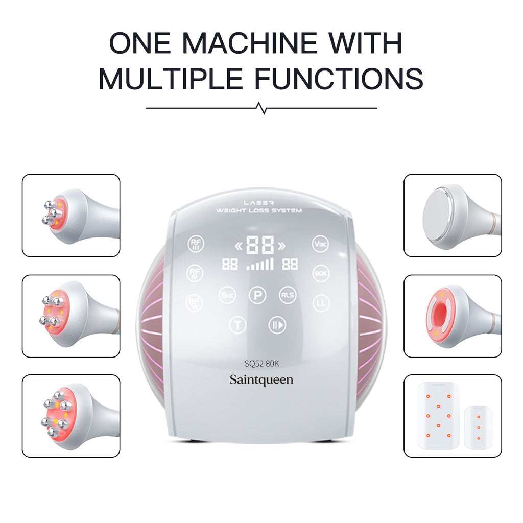SQ52 Pro | Equipo de cavitación 80K 6 en 1 con RF multipolar y masaje de vacío