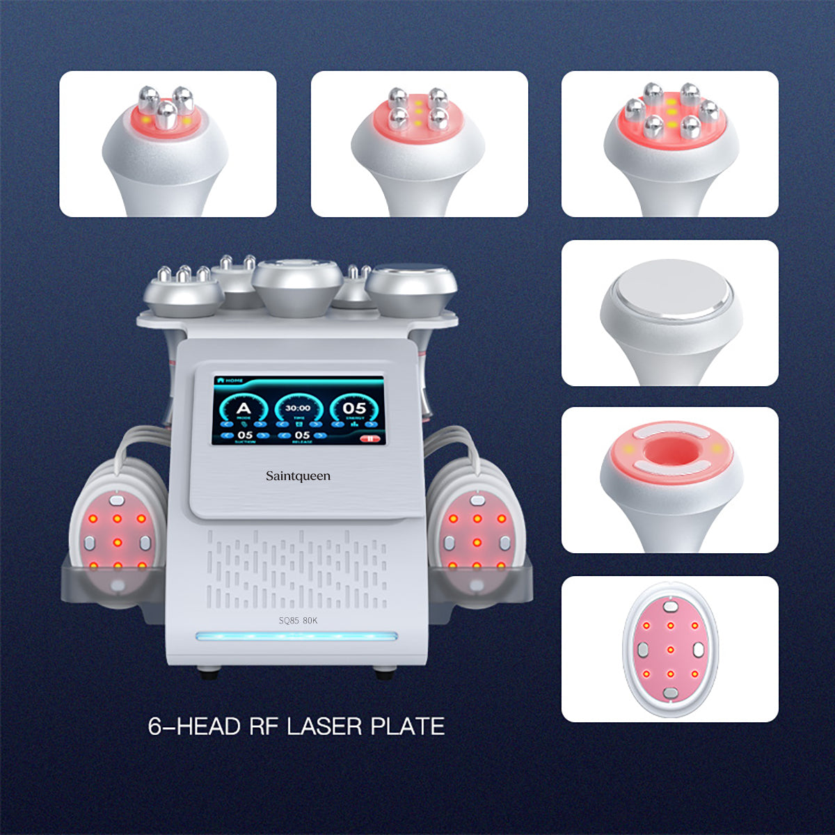 SQ85B Pro | Equipo de cavitación 80K 6 en 1 con RF multipolar y masaje de vacío Imagen secundaria del producto