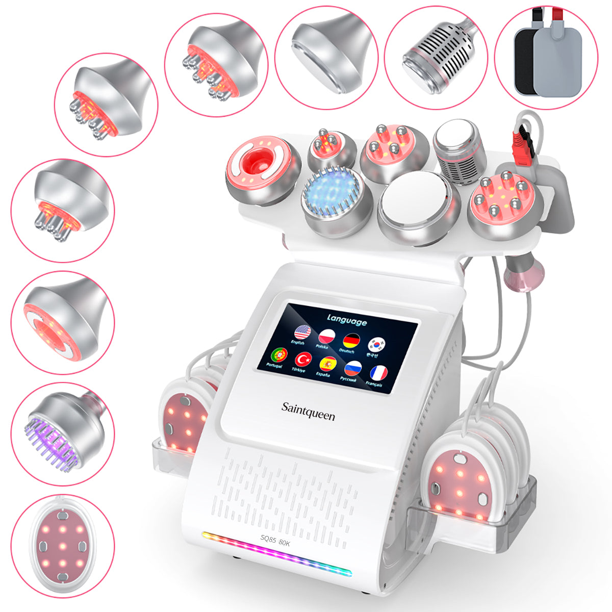 SQ85E Plus | Equipo de cavitación 80K 9 en 1 con RF multipolar y EMS Imagen principal del producto