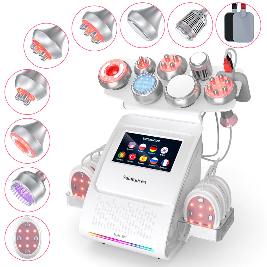SQ85E Plus | Equipo de cavitación 80K 9 en 1 con RF multipolar y EMS