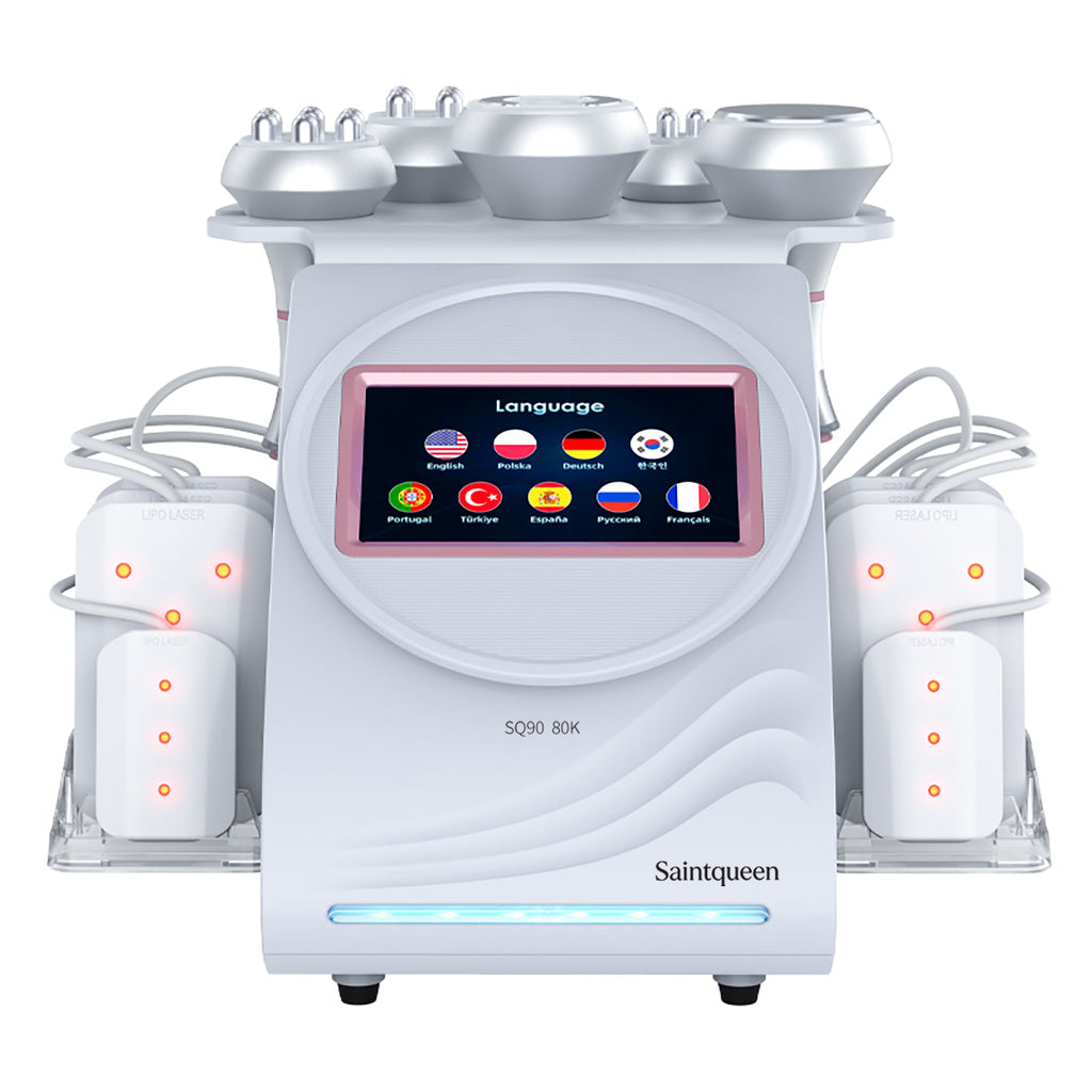 SQ90C Pro | Equipo de cavitación 80K 6 en 1 con RF multipolar y masaje de vacío
