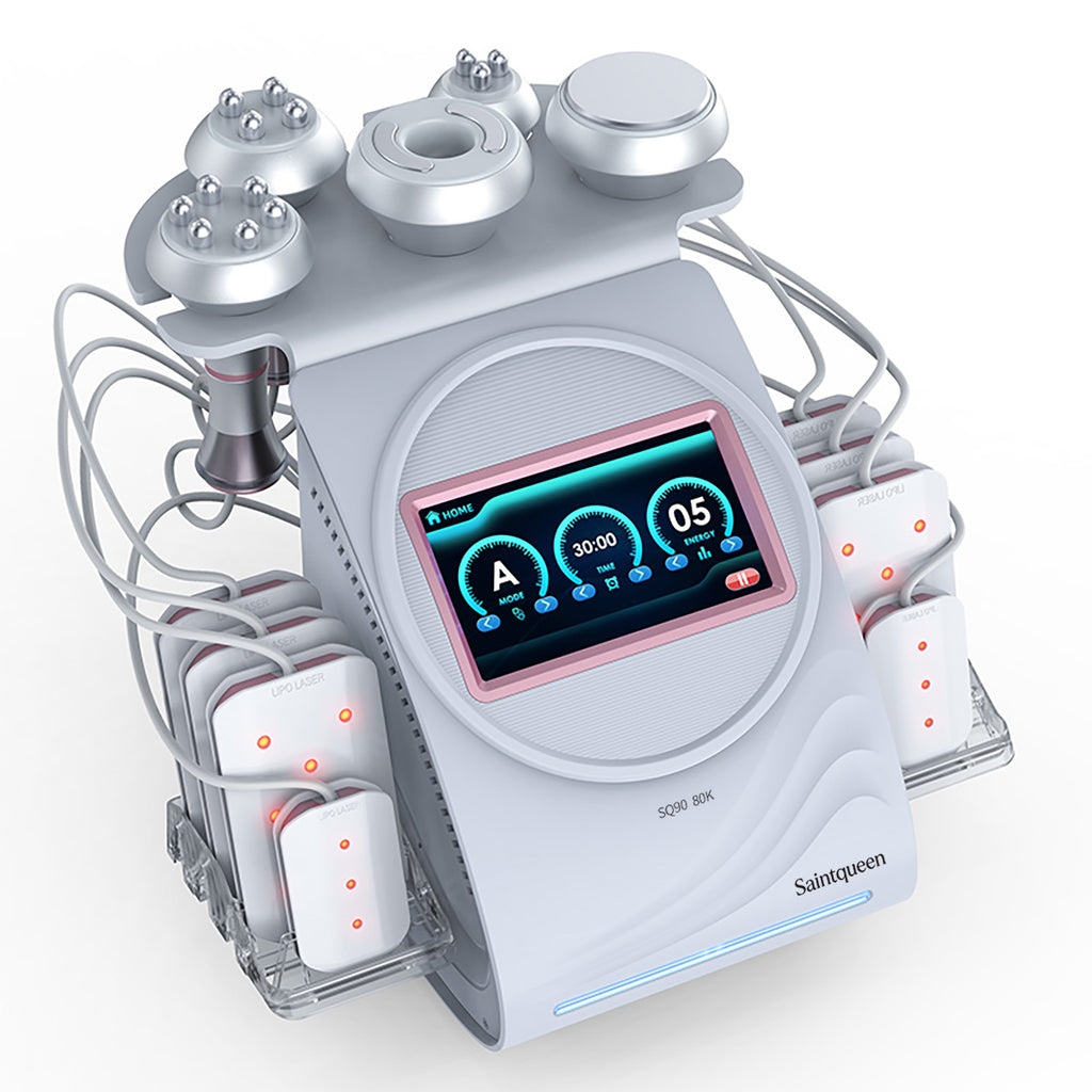 SQ90C Pro | Equipo de cavitación 80K 6 en 1 con RF multipolar y masaje de vacío