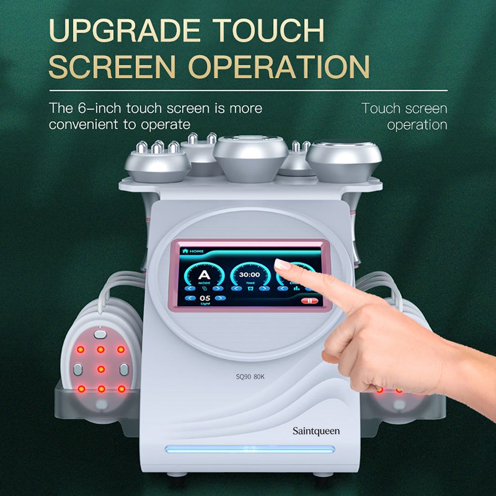 SQ90B Pro | Equipo de cavitación 80K 6 en 1 con RF multipolar y masaje de vacío