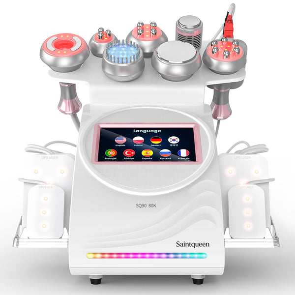 SQ90D Plus | Equipo de cavitación 80K 9 en 1 con RF multipolar y masaje de vacío