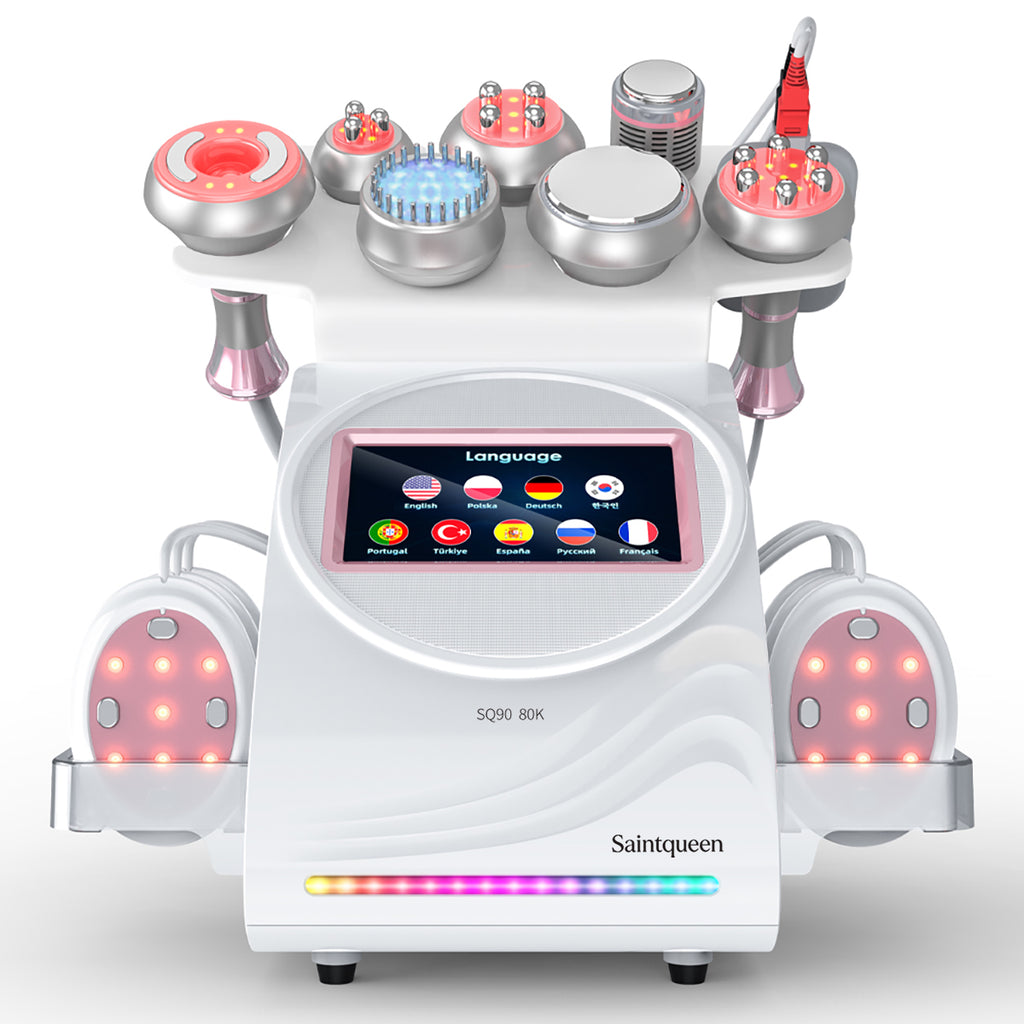SQ90E Plus | Equipo de cavitación 80K 9 en 1 con RF multipolar y masaje de vacío