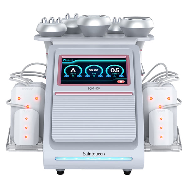 SQ92C Pro | Equipo de cavitación 80K 6 en 1 con RF multipolar y masaje de vacío