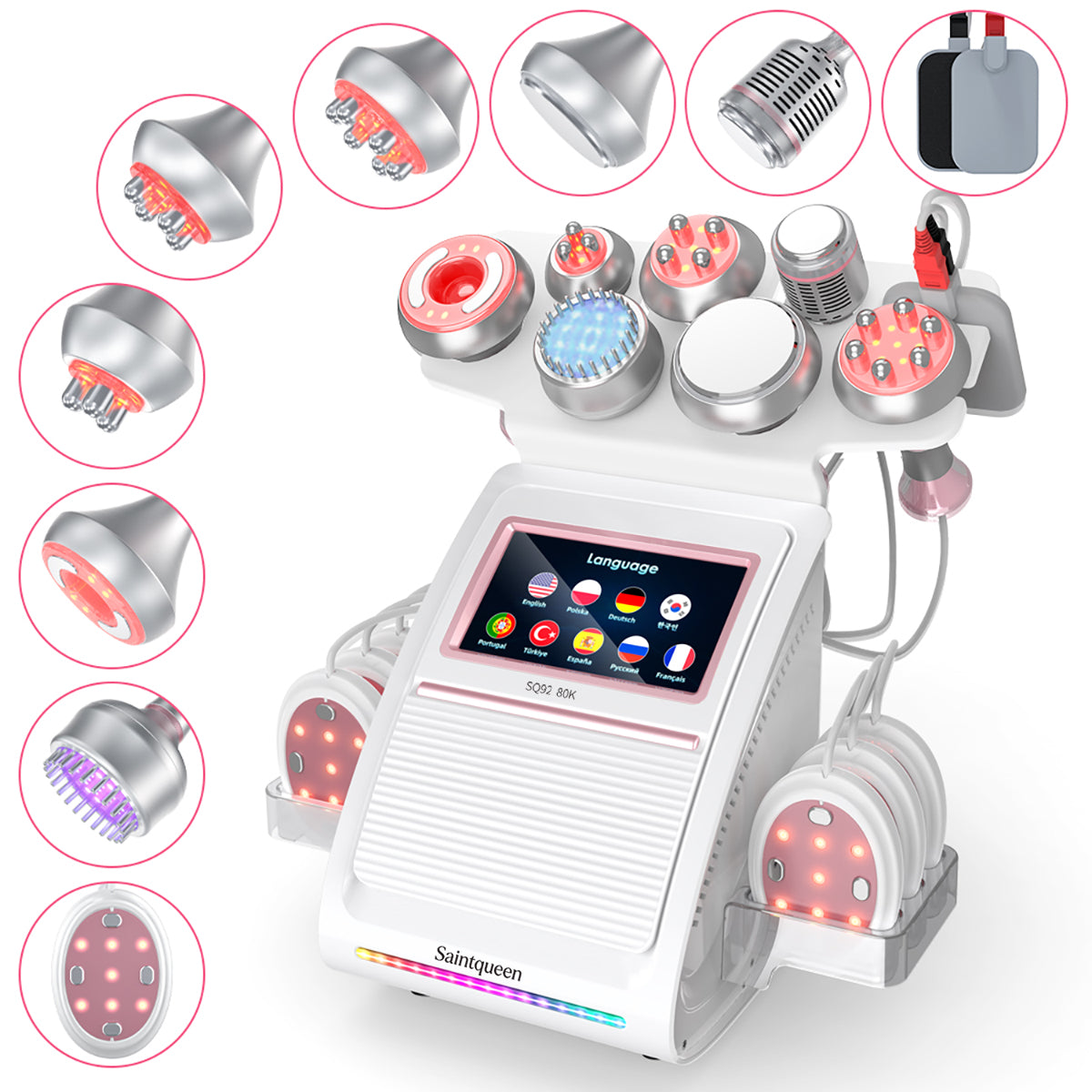 SQ92E Plus | Equipo de cavitación 80K 9 en 1 con RF multipolar y microcorriente Imagen principal del producto