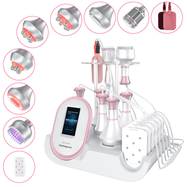 SQ121C Plus | Equipo de cavitación 80K 9 en 1 con RF multipolar y masaje de vacío