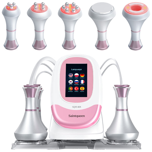 SQ95A Pro | Equipo de cavitación 80K 5 en 1 con RF multipolar y masaje de vacío