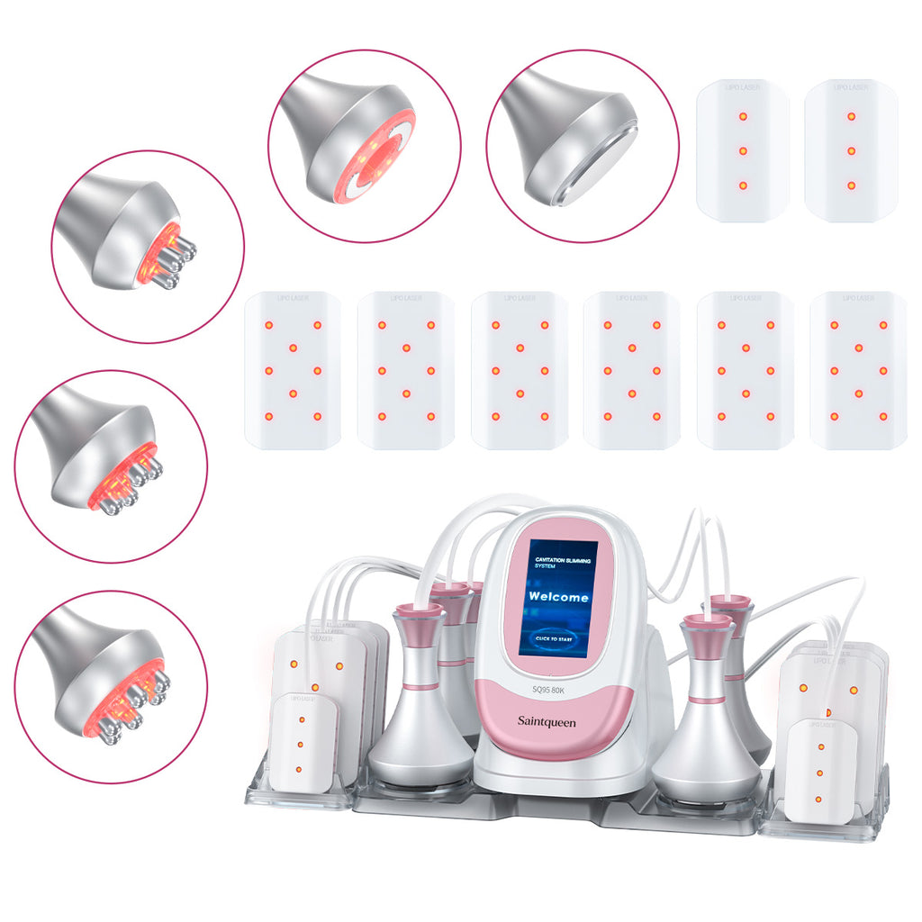 SQ95C Pro | Equipo de cavitación 80K 6 en 1 con RF multipolar y masaje de vacío