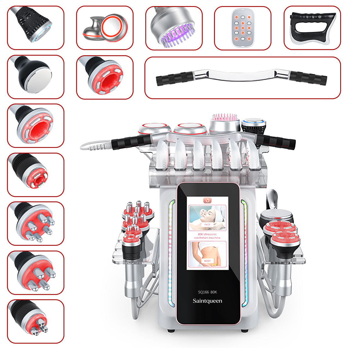 SQ166 Ultra | Equipo de cavitación 80K con RF multipolar y masaje de vacío Imagen principal del producto